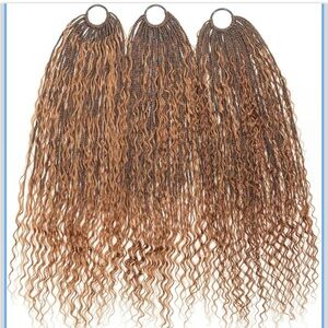 30" Crochet Synthetic Box Braids with 100% Human Hair Boho Curl - 90 Strands